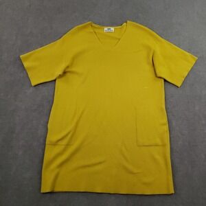 Sminfinity Sweater Dress Womens XS Yellow Supima Cotton Cashmere Tunic Pockets